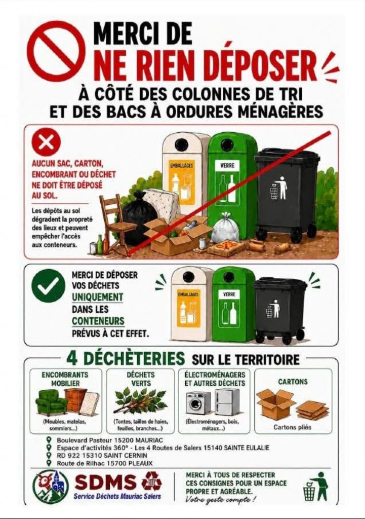 horaires déchetteries - Dépôts Sauvages - Pays de Mauriac